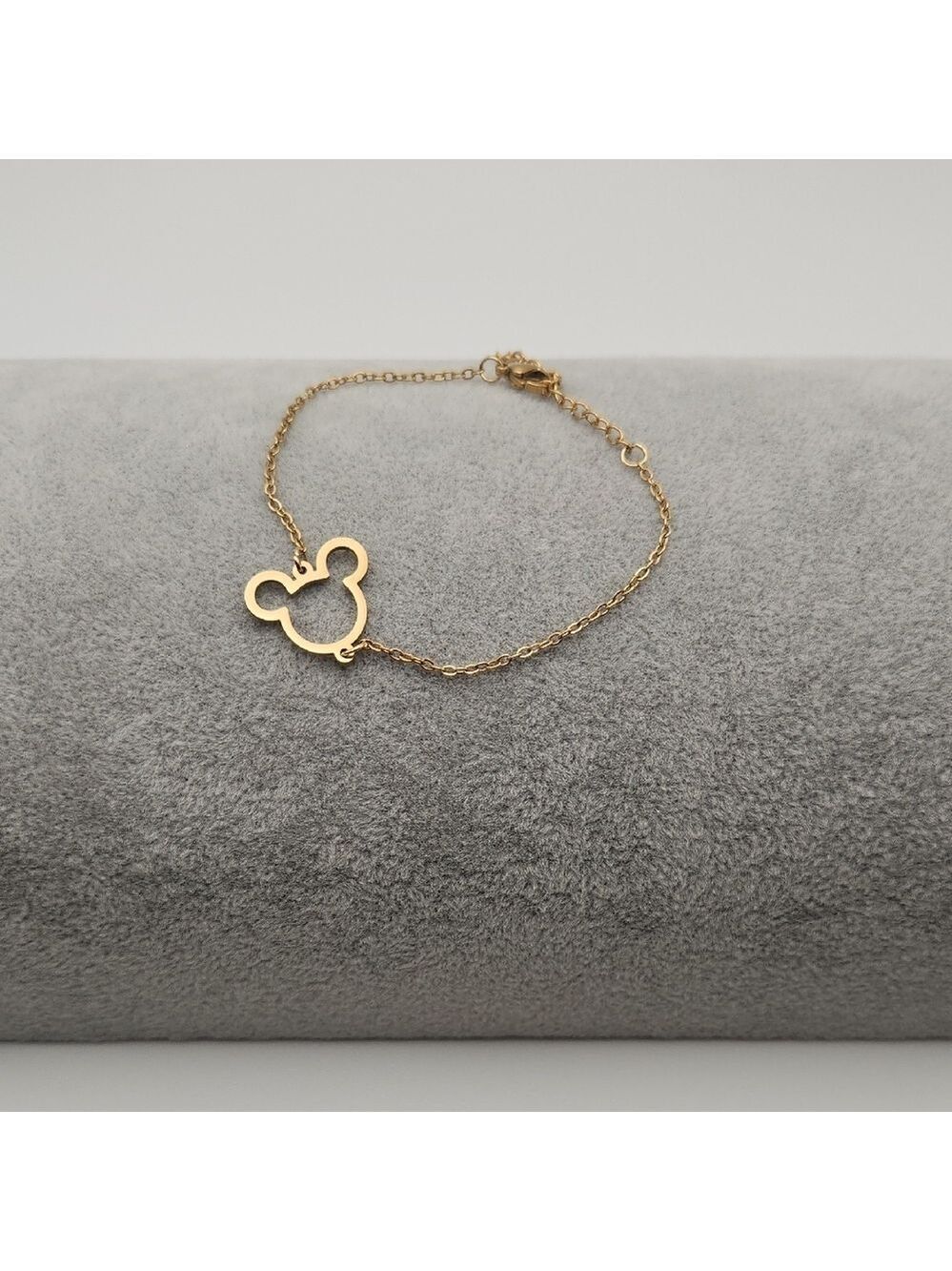 18K Gold Plated Mickey Mouse Silhouette Bracelet – Delicate Minimal Gold Chain